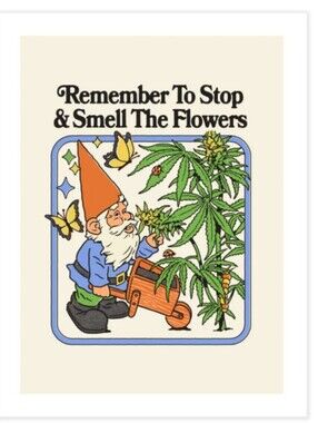 Steven Rhodes Remember to Stop & Smell the Flowers Gnome Dish Towel NWT